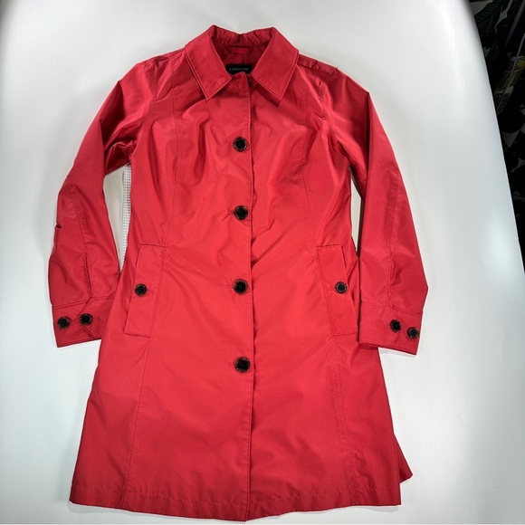 Lands End trench coat coral lightweight button front XS - Picture 2 of 12